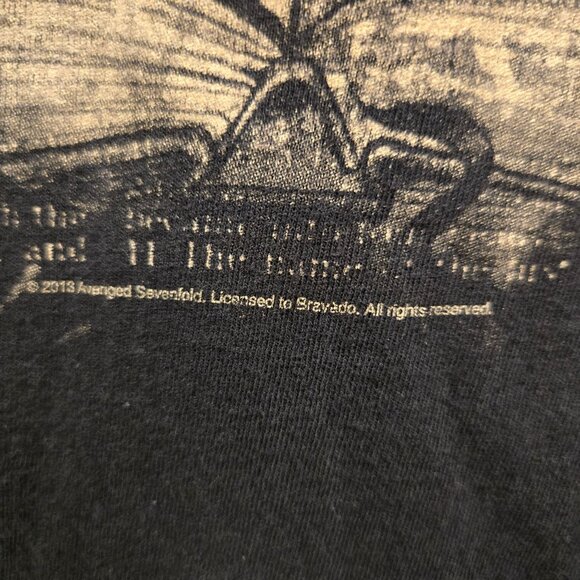 Avenged Sevenfold Y2K 2013 Licensed Winged Skeleton Black Graphic Tee - Picture 4 of 8